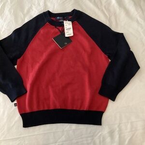 Brooks brothers kids new with tags boys xs baseball style sweater red and black